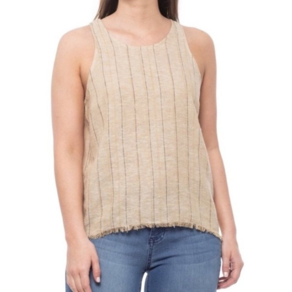 Drew Teagan Striped Top Natural Burlap Sz Small